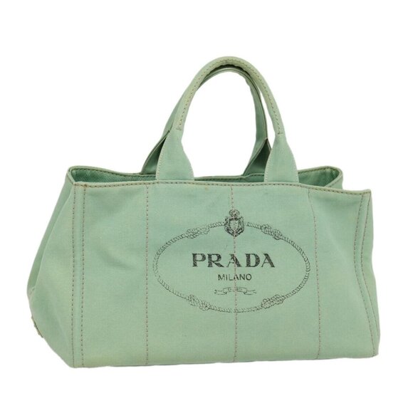 Prada Handbags - PRADA Canapa GM Hand Bag Canvas Gold Green Auth